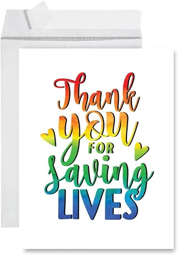Vista 29 de Andaz Press Social Distancing Thank You - Tarjeta jumbo de 8.5 x 11 pulgadas, AF esencial, tarjeta de felicitación de agradecimiento en blanco