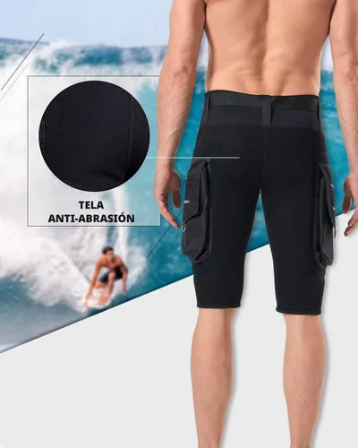 Vista 5 de Seaskin Pantalones cortos de buceo de 0.098 in para hombre con bolsillo