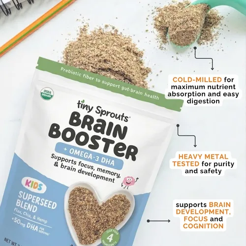 Vista 5 de Superseed Chía, Linaza y Corazones de Cáñamo Molidos Orgánicos Potenciador Cerebral con Omega-3 DHA Vegano, Fibra Prebiótica, Proteína, Semillas Sin