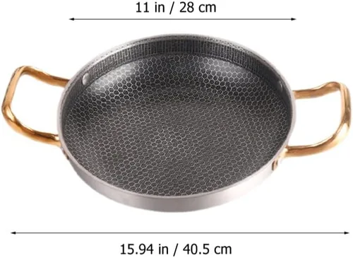 Vista 3 de Angoily Sartén antiadherente de acero inoxidable con forma de panal para mariscos, cangrejos de río y huevos, utensilios de cocina compatibles