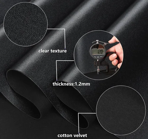 Vista 4 de CDY Hojas de cuero sintético de vinilo marino: tela sintética suave e impermeable, piel sintética, 54 x 36 pulgadas, muy adecuadas para hacer Negro