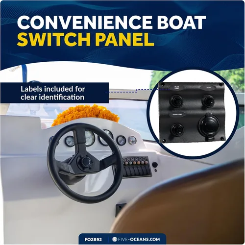 Vista 5 de Five Oceans Marine 2 3 6 Gang Toggle Rocker Switch Panel, enchufe del encendedor de cigarrillos 12V