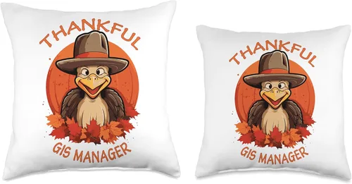 Vista 3 de GIS MANAGER Gifts GIS Manager Funny Thanksgiving Turkey & Fall Throw Pillow, 16x16, Multicolor