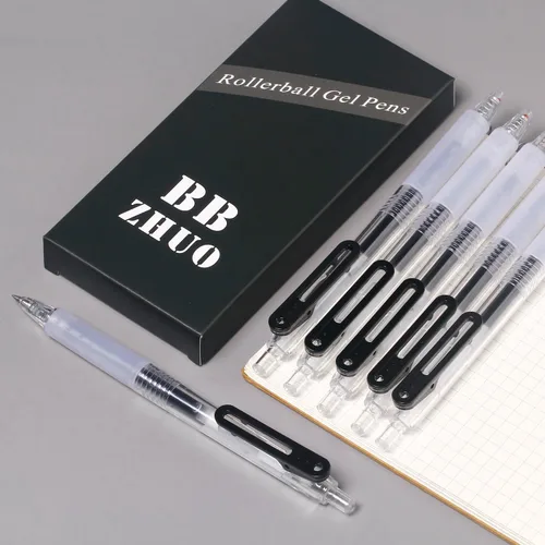 Vista 6 de Bolígrafos de 0.7 puntos medios de escritura suave, rodillo de gel fino, tinta negra, bolígrafos retráctiles para escribir diario, trabajo