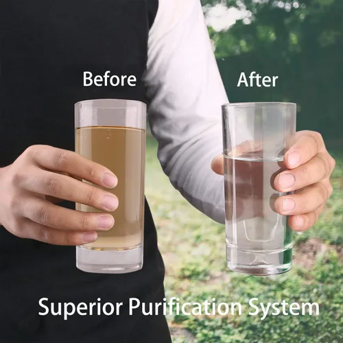 Vista 3 de SurviMate Botellas de agua filtradas negras y verde azulado