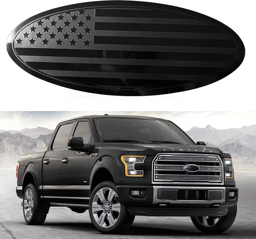 Vista 6 de para Ford Emblem, Emblema de Bandera Americana de 9.5 Pulgadas Negro para Superposición de Parrilla Delantera y Portón Trasero Compatible con F150