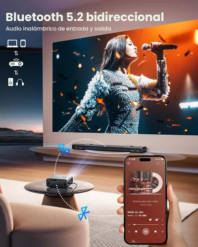 Vista 6 de [Google TV oficial] Proyector inteligente 4K compatible con WiFi y Bluetooth, aplicaciones oficiales integradas, GoogIe Voice, proyector