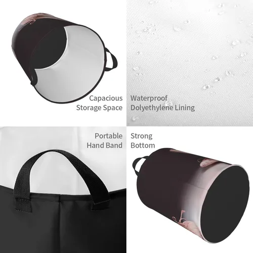 Vista 4 de Cesta circular con estampado de zapatos de ballet, impermeable, cesta organizadora de almacenamiento con asas, para ropa, juguetes, pequeña