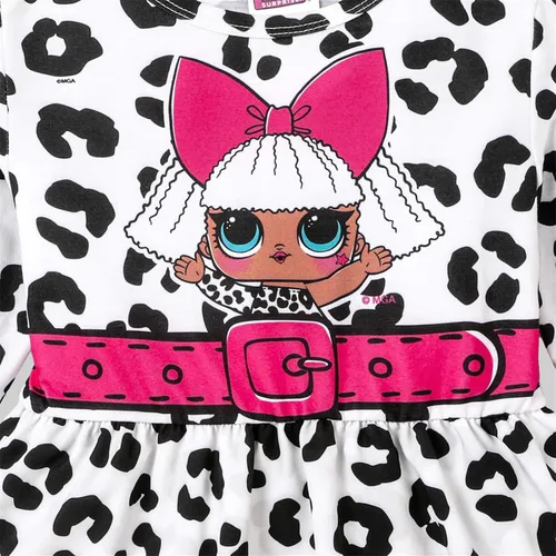 Vista 3 de L.O.L. Surprise! Vestido escalonado para niñas, estampado de figura en capas, un hombro, vestido casual fluido, talla 6-12