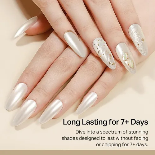 Vista 66 de MIZHSE Esmalte de uñas blanco perla de secado rápido, esmalte de uñas