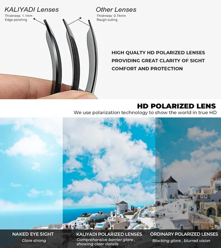 Vista 6 de KALIYADI Lentes de sol polarizados para hombres y mujeres, lentes de sol polarizados con protección UV para conducir, pescar y jugar golf