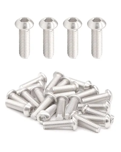 Vista 10 de Tornillos de cabeza de botón M4 x 1 pulgada (100 unidades) 18-8 Acero inoxidable 304 Allen Tornillo de máquina de rosca completa ISO7380 por