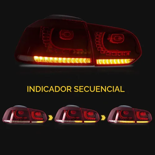 Vista 3 de VLAND Conjunto de luces traseras para Golf 6 2010-2014, lámparas traseras con DRL, luz trasera con luces antiniebla y señal de giro secuencial