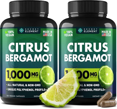 Vista 8 de Gomitas de bergamota cítrica de 1000 mg para mujeres y hombres, extracto de bergamota cítrica con berberina, CoQ10, cromo y vitamina C, apoyo