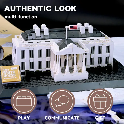 Vista 3 de Architectural White House Large Collection Building Set Model Kit and Gift for Adults (770 Pieces)