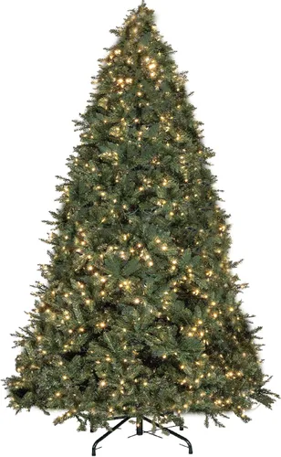 Vista 2 de Liberty Lifestyle Árbol de Navidad de 7.5 pies preiluminado, blanco y multicolor, luces LED de alta calidad, árbol de Navidad completo artificial