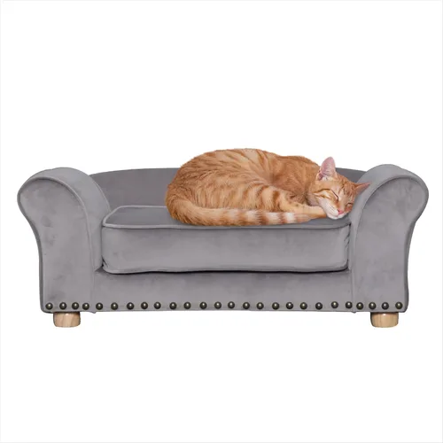 Vista 12 de Critter Sitters Sofá para Perros Rectangular de Microfibra Tostado de 36 Pulgadas para Perros de Tamaño Mediano, Cama Sofá Elevada Moderna