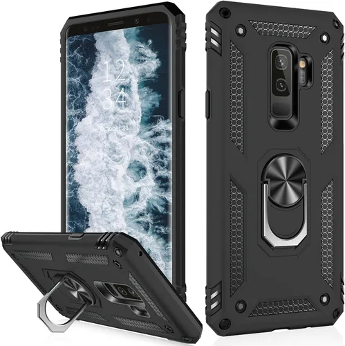 Vista 10 de IKAZZ Funda para Galaxy S9, TPU flexible suave y de doble capa y policarbonato duro, antideslizante, de cuerpo completo, resistente, funda plateado