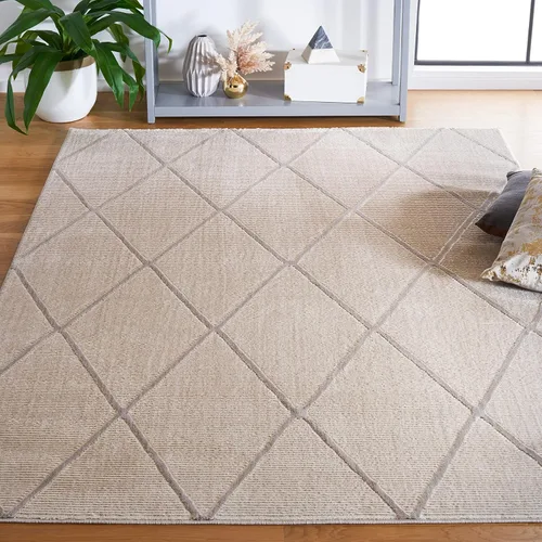 Vista 17 de SAFAVIEH - Alfombra de colección Revive, 9' x 12', beige, diseño enrejado, no se desprende y de fácil cuidado, ideal para áreas de alto tráfico