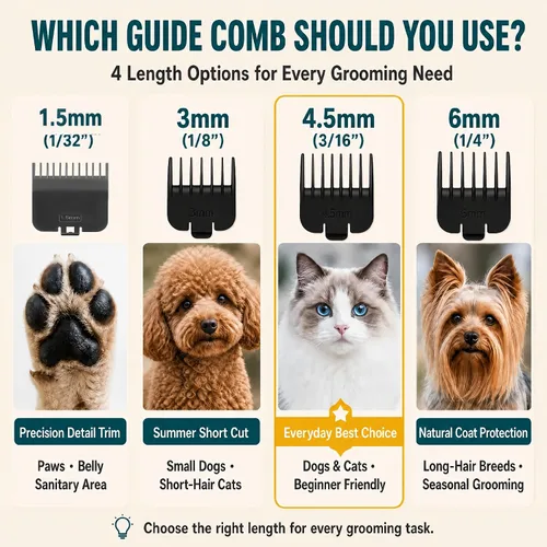 Vista 4 de Cortadora de pelo de mascotas para gatos, kit de aseo inalámbrico de Dorado
