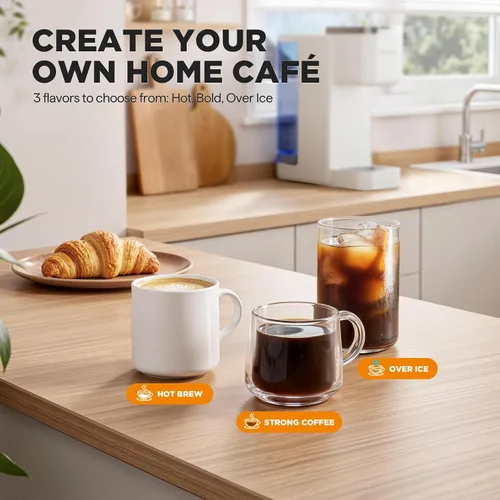 Vista 3 de Tastyle Cafetera de Una Sola Porción, Máquina de Café Helado y Caliente para Cápsulas K y Café Molido, Diseño Compacto, Depósito de Agua Extraíble