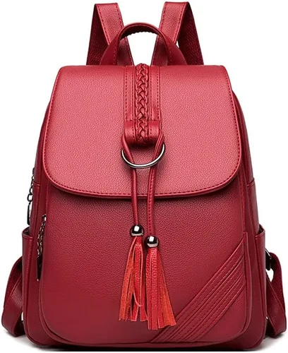 Vista 6 de Mochila de moda para mujer, monederos de PU con diseño multiusos, bolso con asa superior (color : negro, tamaño: 30 x 26 x 12)
