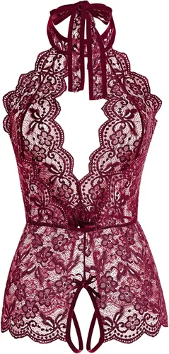 Vista 3 de Lencería para mujer con escote en V profundo halter de una pieza