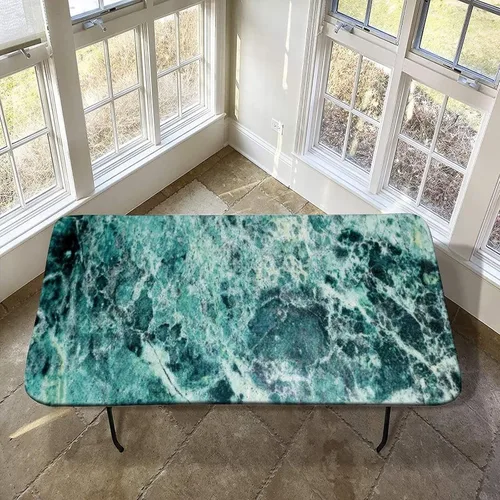 Vista 12 de XISUNYA Mantel de poliéster elástico ajustable con diseño de mármol, 24 x 36 pulgadas, mantel rectangular para mesa plegable de 3 pies, tonos