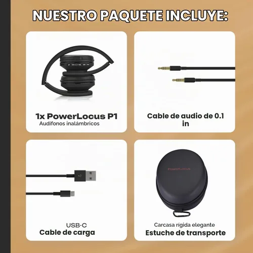 Vista 8 de PowerLocus - Audífonos inalámbricos Bluetooth para usar sobre las orejas, estéreo, plegables, con cable y micrófono incorporado para iPhone