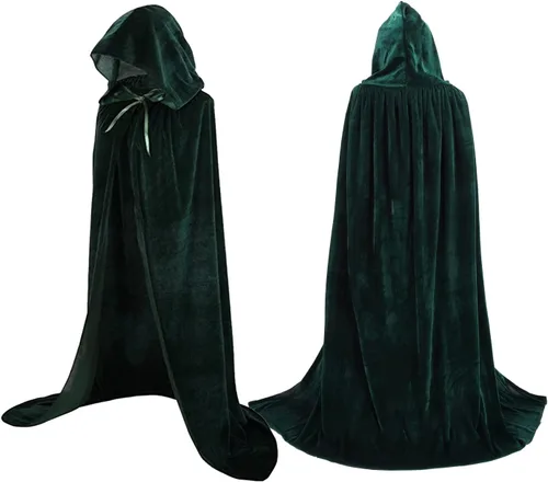 Vista 2 de Capa de terciopelo con capucha de longitud completa para Halloween, disfraz de Navidad