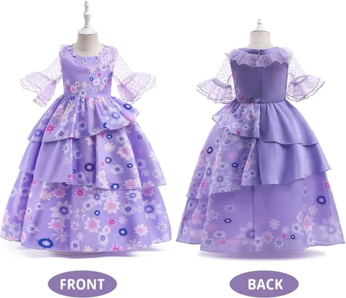 Vista 5 de Mirabel Encanto Costume Dress For Girls Halloween Birthday Party Outfit Cosplay Dress for Kids