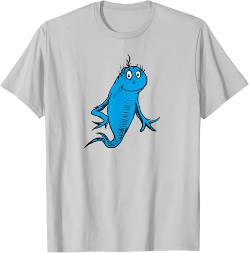 Vista 73 de Dr. Seuss Blue Fish Character - Camiseta con licencia oficial Negro