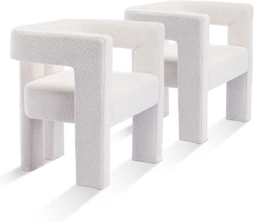 Vista 13 de Juego de 4 Sillas de Comedor Modernas, Sillas Barrel para Sala de Estar, Sillón de Tela, Silla Barrel Tapizada para Sala de Estar Cocina Recepción