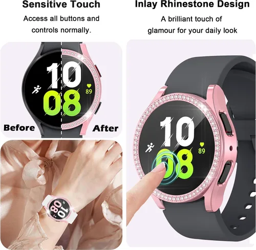 Vista 3 de Paquete de 16 unidades de protector de pantalla para reloj YUVIKE compatible con Samsung Galaxy Watch 5/4 40mm, funda suave TPU con destellos