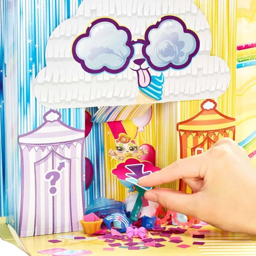 Vista 4 de Mattel Cloudees - Juego de fiesta de helados de playa coleccionables para mascotas, juguetes interactivos temáticos de nube con masa moldeable