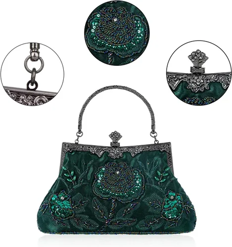 Vista 3 de LIFEWISH Bolsos de mano de boda para mujer, bolsos de lentejuelas con cuentas