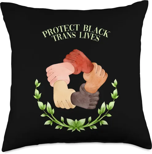 Vista 4 de LGBT Equal Rights Black Pride African American Protect Black Trans Lives LGBTQ Human Rights Pride Freedom Throw Pillow, 16x16, Multicolor