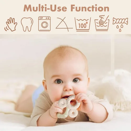Vista 4 de Baberos de dentición para bebé, paquete de 6 con mordedor acoplable, 100% algodón orgánico, baberos súper absorbentes y suaves 6-Pack Muslin Baby