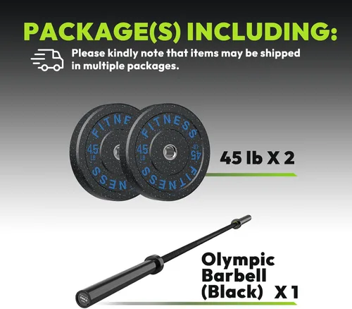 Vista 2 de HANDBODE Olympic High-Bounce Bumper Plates Bench Press Barbell Weights Set 2 - Inch, 10-55 lb Rubber Weight Sets for Home Gym, Strength Training