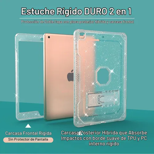 Vista 3 de ZoneFoker Funda para iPad de 9ª generación, para iPad de 8ª/7ª generación de 10.2 pulgadas Funda 2021/2020/2019, transparente con purpurina