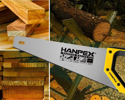 Vista 6 de Hanpex Sierra de mano profesional de 14 pulgadas, sierra de mano de corte fino de 11 TPI – idea de sierra manual afilada para cortar madera