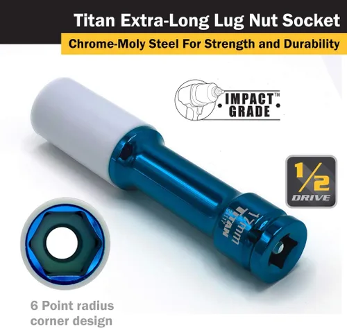 Vista 3 de Titan Tools 2191 llave para tuerca de ruega profunda de 17 mm 1/2 pulgada para conducir sin contratiempos