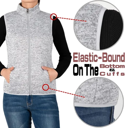 Vista 7 de Bonnorth Chaleco de forro polar con cremallera para mujer chaleco cálido con forro de sherpa y bolsillo