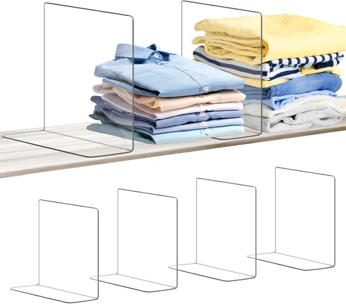 Vista 10 de OKPOW - Divisores de estante para organizador de armario: 30 cm de alto, separadores verticales de plástico ajustable transparente de acrílico