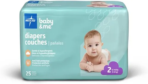 Vista 6 de Medline Pañales desechables para bebé, talla 1 (8-14 libras), caja de 200