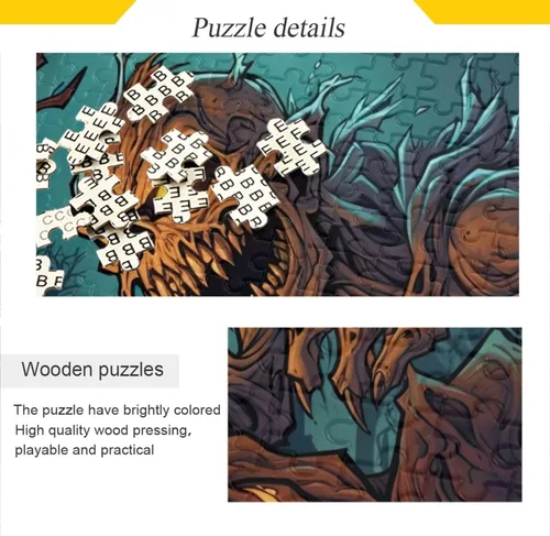 Vista 2 de Zombie - Rompecabezas de noche de Halloween, material compuesto de madera de papel, con bolsa de almacenamiento e imagen de referencia, fácil