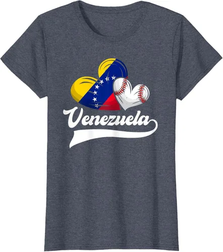 Vista 88 de Camiseta de béisbol venezolana con diseño de corazón y bandera de Venezuela, Negro