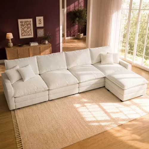 Vista 19 de Cloud Couch Sectional, L Shaped Modular Sofa with Movable Ottoman Negro