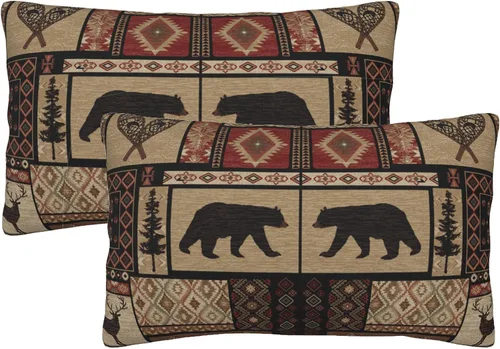 Vista 8 de Juego de 2 fundas de almohada cuadradas de 18 x 18 pulgadas, estilo retro, natural, cabaña, cisne, pez, pato, decoración para el hogar, sofá, fundas