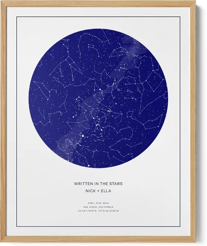 Vista 10 de CELESTORY Mapa de estrellas personalizado enmarcado con impresión nocturna del cielo, mapa de constelación, carta estelar, regalo de arte de pared